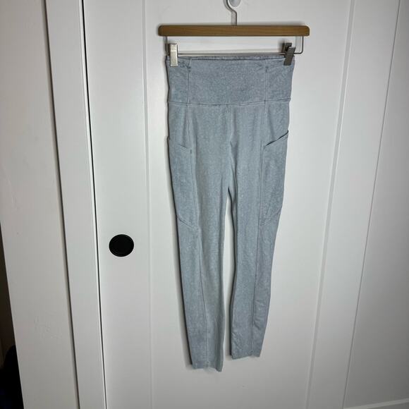 Lululemon Fast and Free Tight 25" Pockets Nulux City Grit White Blue Fog Size 4 - Picture 3 of 7